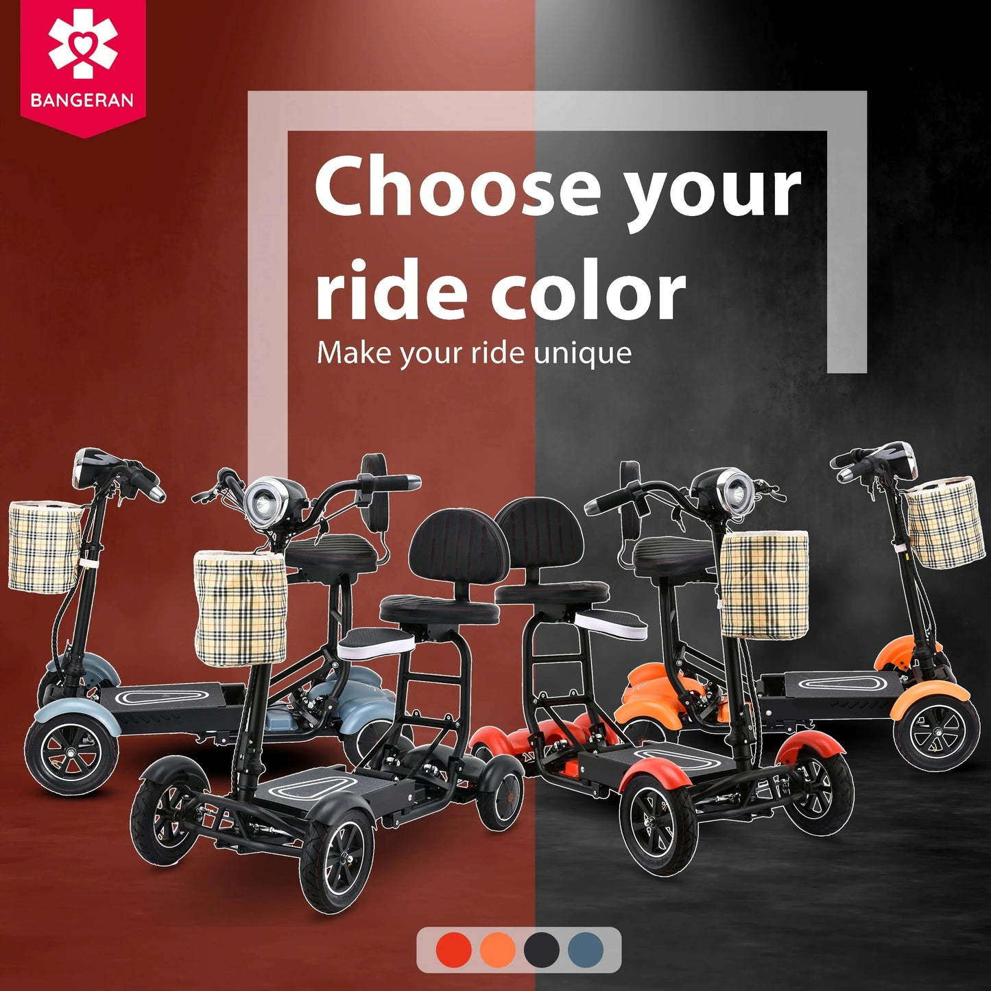 Fold & Travel Mobility Mobility Scooter Mobility Scooter Cruiser City Hopper 3 Wheel 4 Wheels Scooter