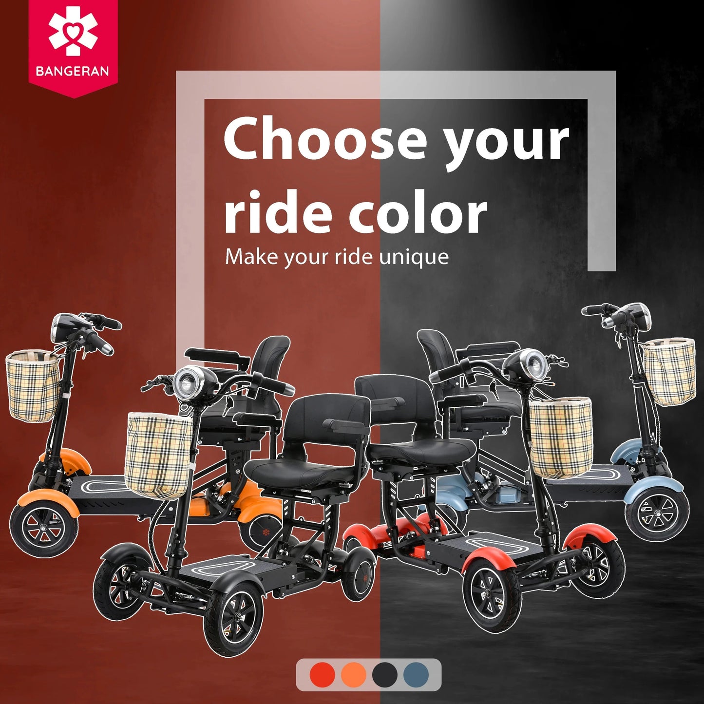 Fold & Travel Mobility Mobility Scooter Scooter Cruiser City Medical Mobility Big Seat Red