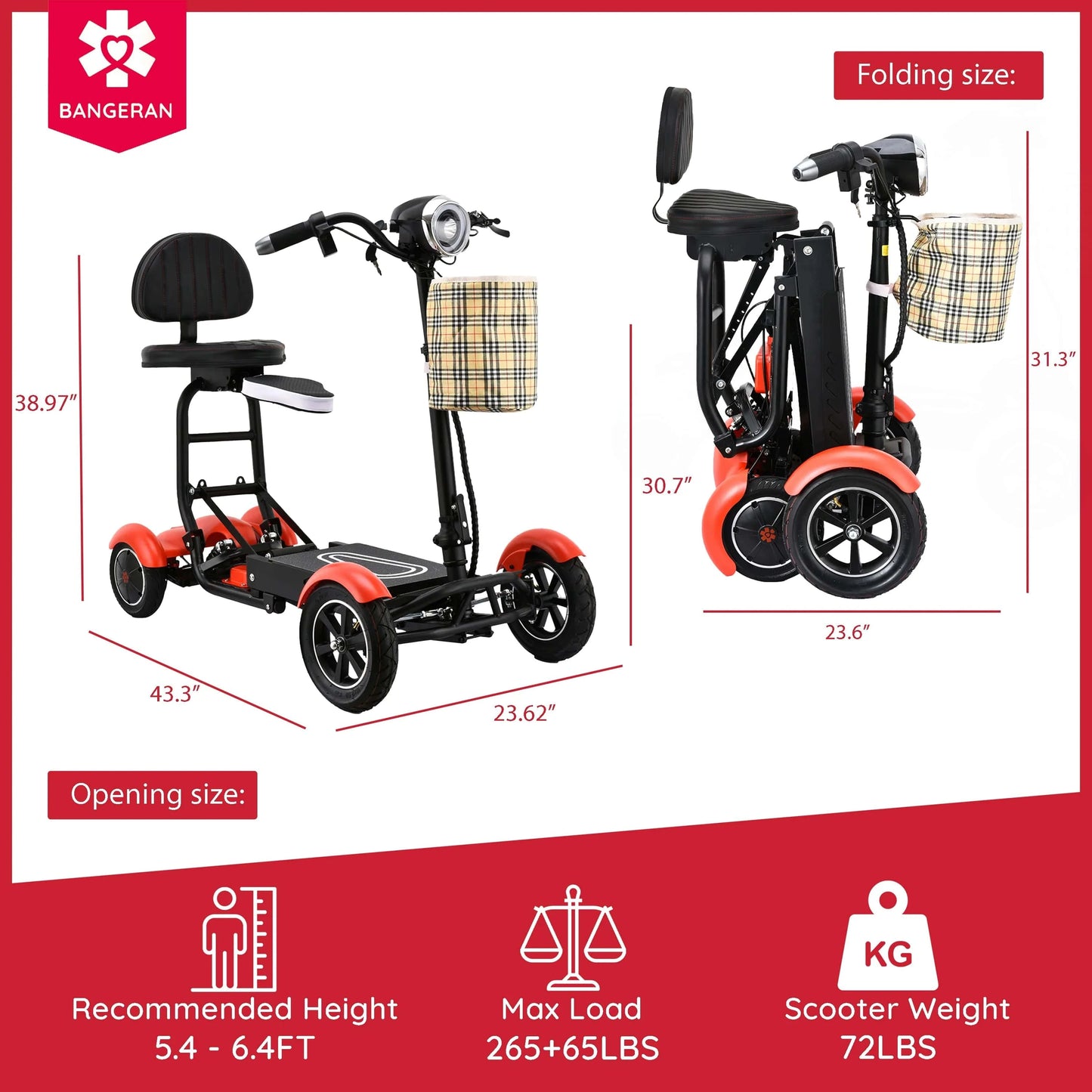 Fold & Travel Mobility Mobility Scooter Mobility Scooter Cruiser City Hopper 3 Wheel 4 Wheels Scooter