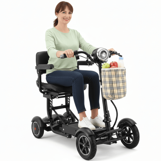 Fold & Travel Mobility Mobility Scooter 4 Wheel Collapsible Portable Electric Powered Wheelchair - Black color