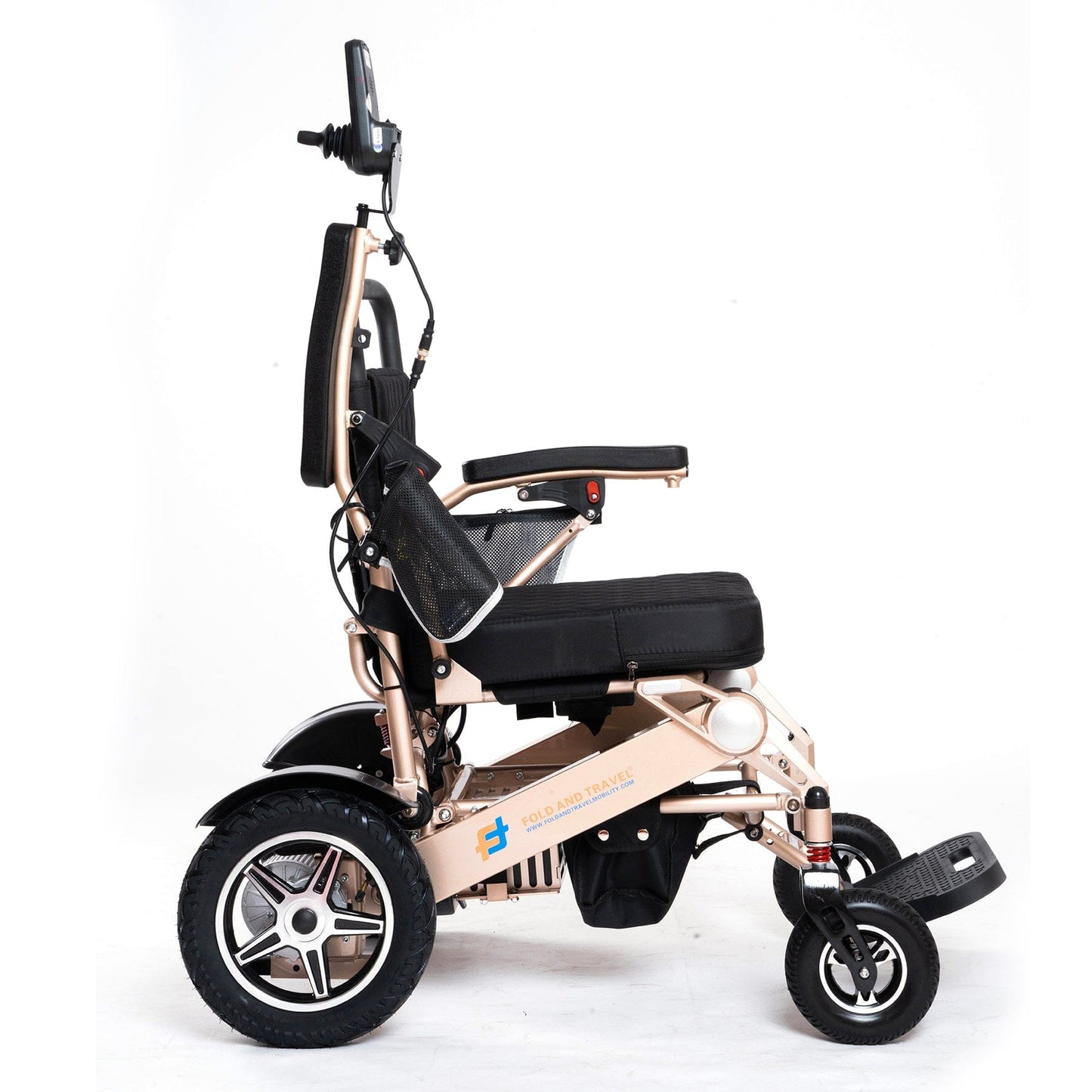 foldandtravel Electric Wheelchair Remote Control Lightweight Foldable Wide Seat Power Wheelchair Electric Wheelchair