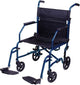 Complete Medical Mobility Products Transport Chair, 19", Steel Metallic Blue, Folding
