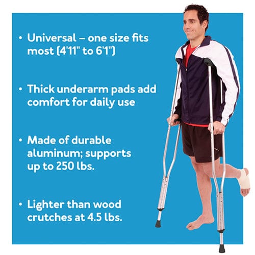 Complete Medical Mobility Products Carex Folding Crutches, Pair Universal Size