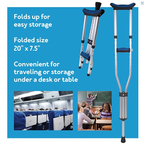 Complete Medical Mobility Products Carex Folding Crutches, Pair Universal Size
