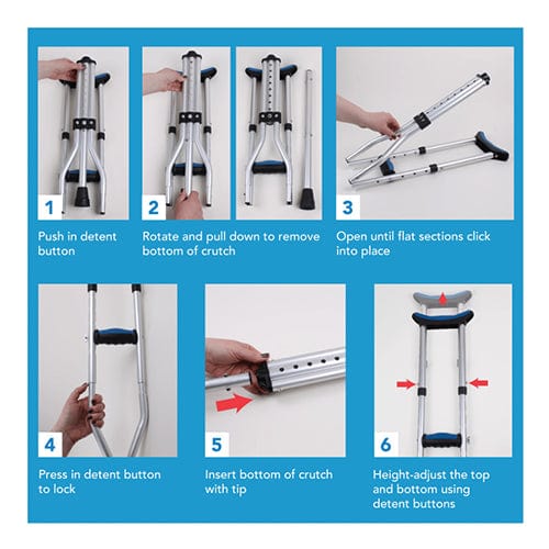 Complete Medical Mobility Products Carex Folding Crutches, Pair Universal Size