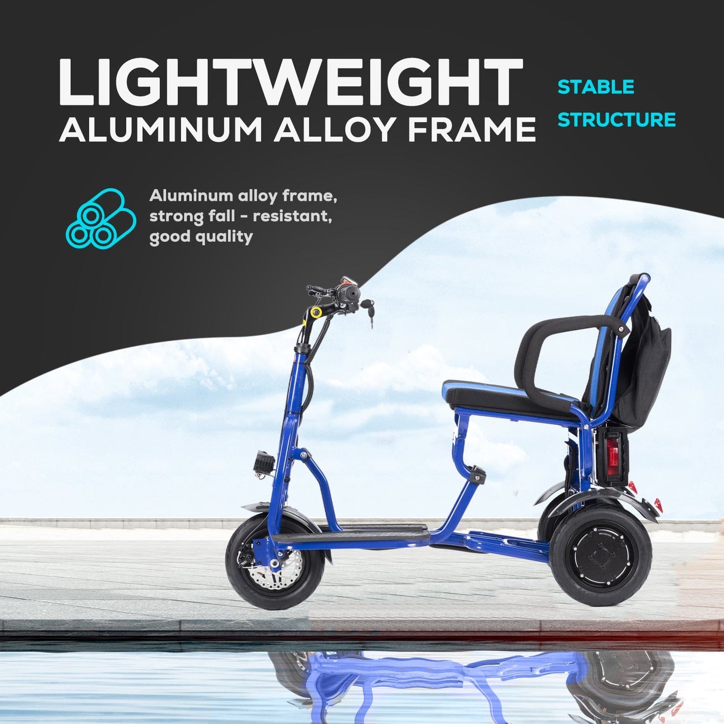 Fold & Travel Mobility Mobility Scooter Folding Electric Mobility Scooter 3 Wheel Lightweight Portable Power Travel Scooters
