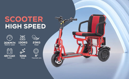 Folding Electric Mobility Scooter 3 Wheel Lightweight Portable Power Travel Scooters