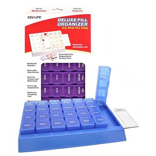 Complete Medical Aids to Daily Living Deluxe Pill Organizer w/28 Com One Week Plus Today'