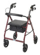 Complete Medical Mobility Products Rollator, Aluminum w/Fold-Up & Remov Back, Padded Seat Red