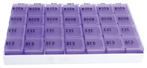 Complete Medical Aids to Daily Living MediChest 6 7/8"x4 1/2"x7/8" 7-Day w/4 Compartments per day
