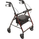 Complete Medical Mobility Products Deluxe Aluminum Rollator, Burgundy, Flame, 8" Wheels