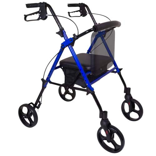 Complete Medical Mobility Products Rollator, Aluminum, Height Adjustable, Blue