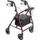 Complete Medical Mobility Products Rollator, Junior, Aluminum 6" Wheels, Burgundy