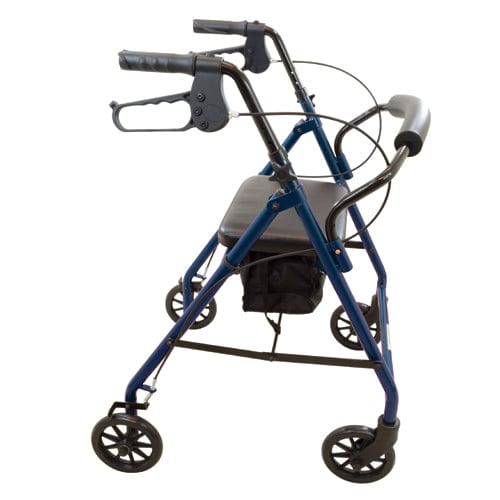Rollator, Steel, 6" Wheels Blue, 300 lb. Weight Cap