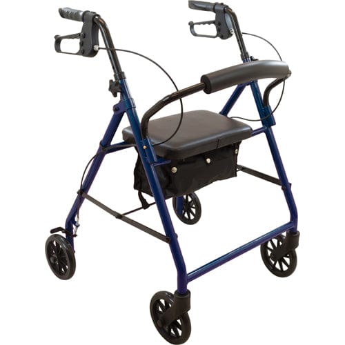 Complete Medical Mobility Products Rollator, Steel, 6" Wheels Blue, 300 lb. Weight Cap