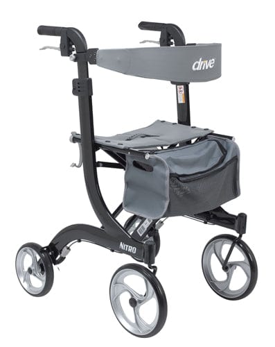 Complete Medical Mobility Products Nitro Aluminum Rollator, Black Tall Height w/10" Casters