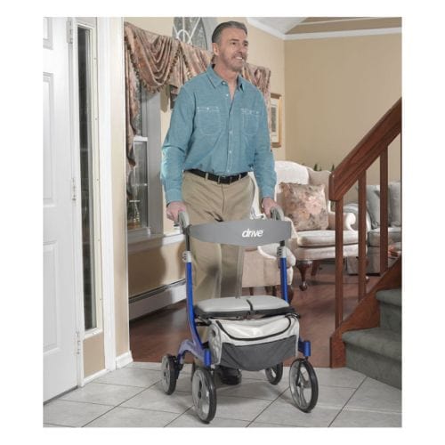 Nitro DLX Rollator Firm Foam Seat, Blue Frame