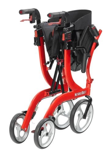Complete Medical Mobility Products Nitro Duet Rollator, Red Transport Wheelchair, Red
