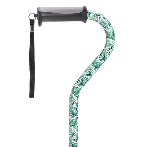 Offset Cane with Gel Grip Green Leaves