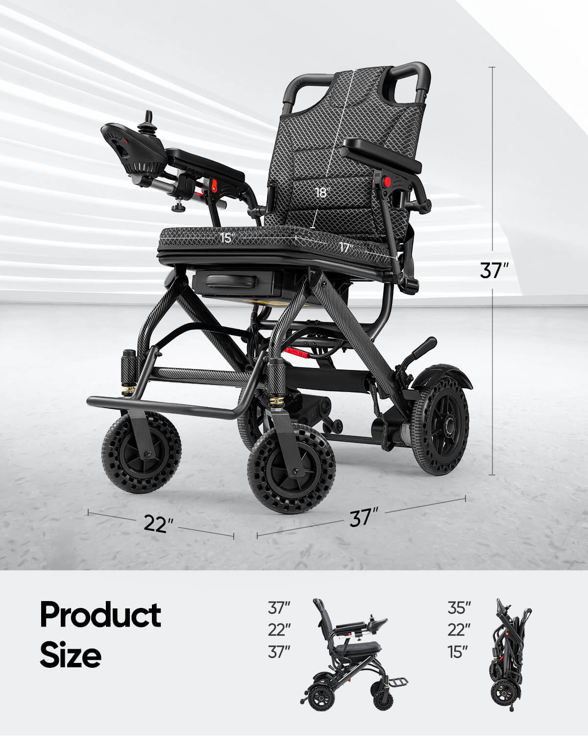 THRIVE Electric Wheelchair Airline Approved Foldable Lightweight Electric Wheelchair