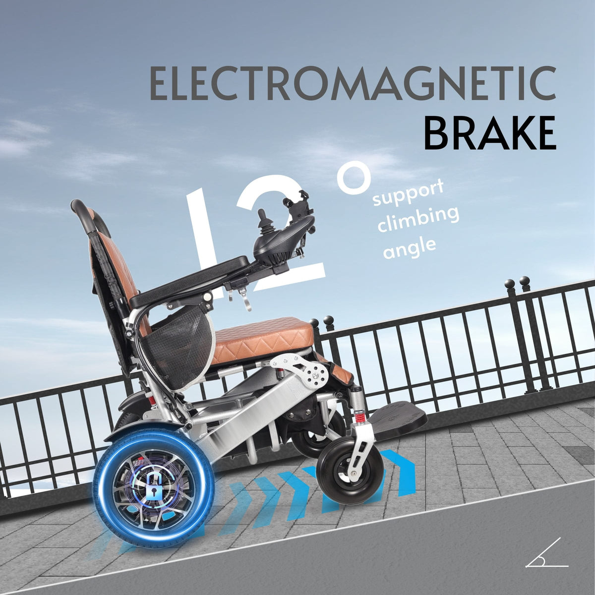 Fold & Travel Mobility WHEELCHAIR WOLF Brown Folding Electric Wheelchair, 330lbs Capacity, 25mi Range