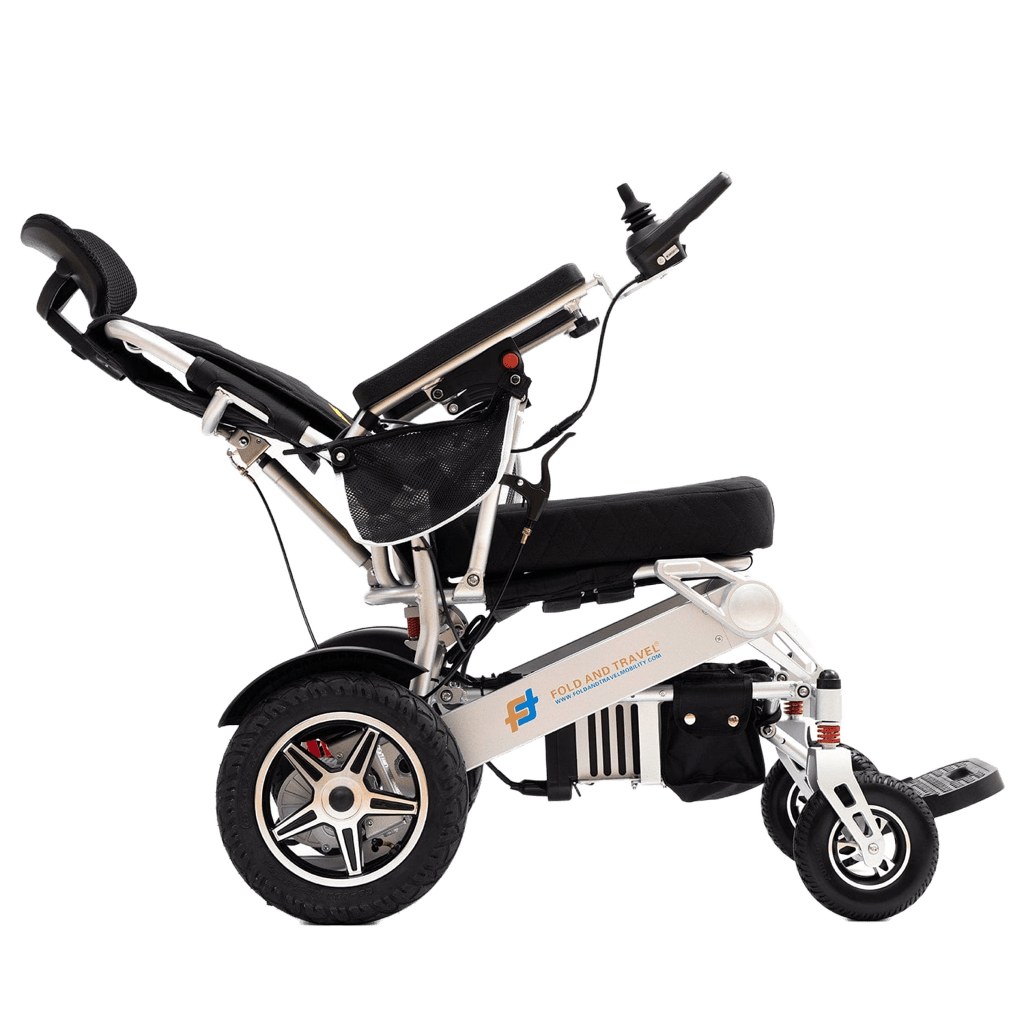 Fold and Travel Electric Wheelchair Fold And Travel Manual Recline Fold Electric Wheelchair Travel Ready Portable Power Chair Travel Companion for Seniors and Adults