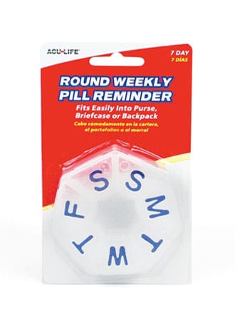 Complete Medical Aids to Daily Living Round Weekly Pill Box Clear