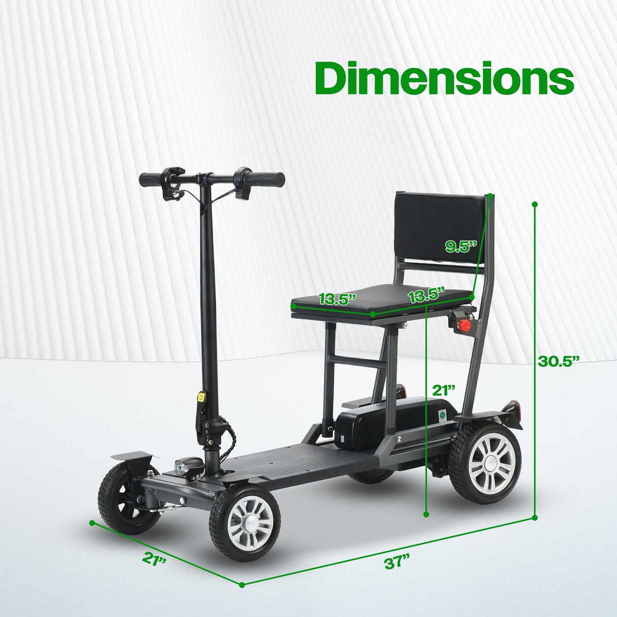Fold & Travel Mobility WHEELCHAIR Lynx All-Terrain Electric Mobility Scooter – Foldable, Long Range, 300W Motor