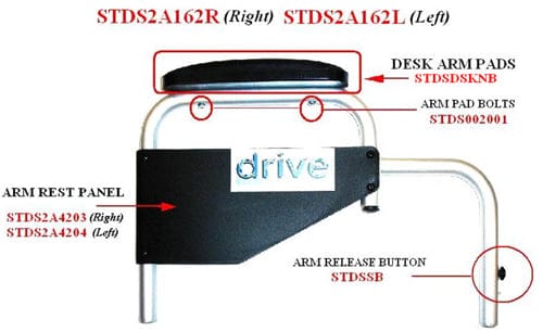 Complete Medical Wheelchairs & Accessories Left Arm Rest Assembly only for Polywog Rollators
