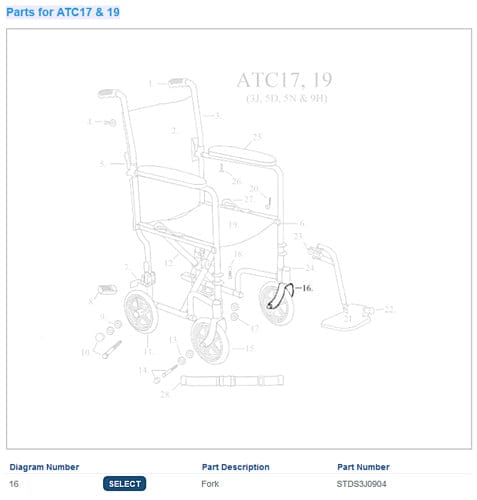 Complete Medical Wheelchairs & Accessories Front Fork for 10950 Transport Chairs