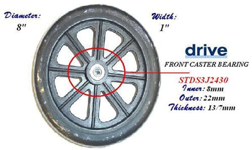 Complete Medical Wheelchairs & Accessories Front Wheel 8" for 10952B & Cruiser WC (Each)