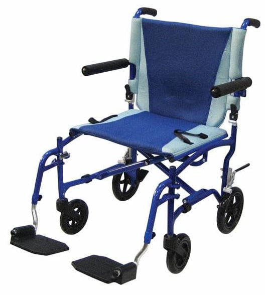 Complete Medical Wheelchairs & Accessories Transport Chair, 19", Aluminum Blue Frame / Blue Upholstery