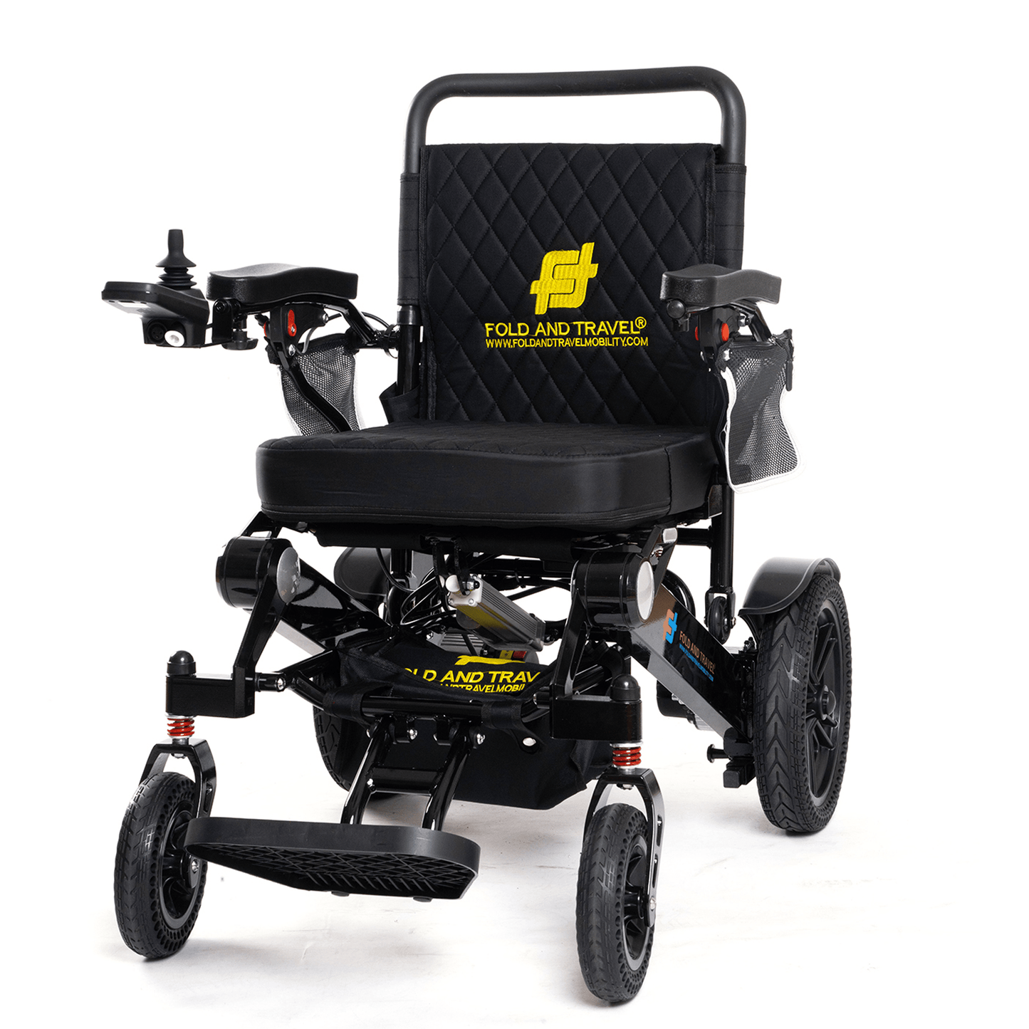 Fold and Travel Electric Wheelchair Black Fold And Travel Auto Fold Remote Control Lightweight Portable Electric Power Wheelchair - Black Frame