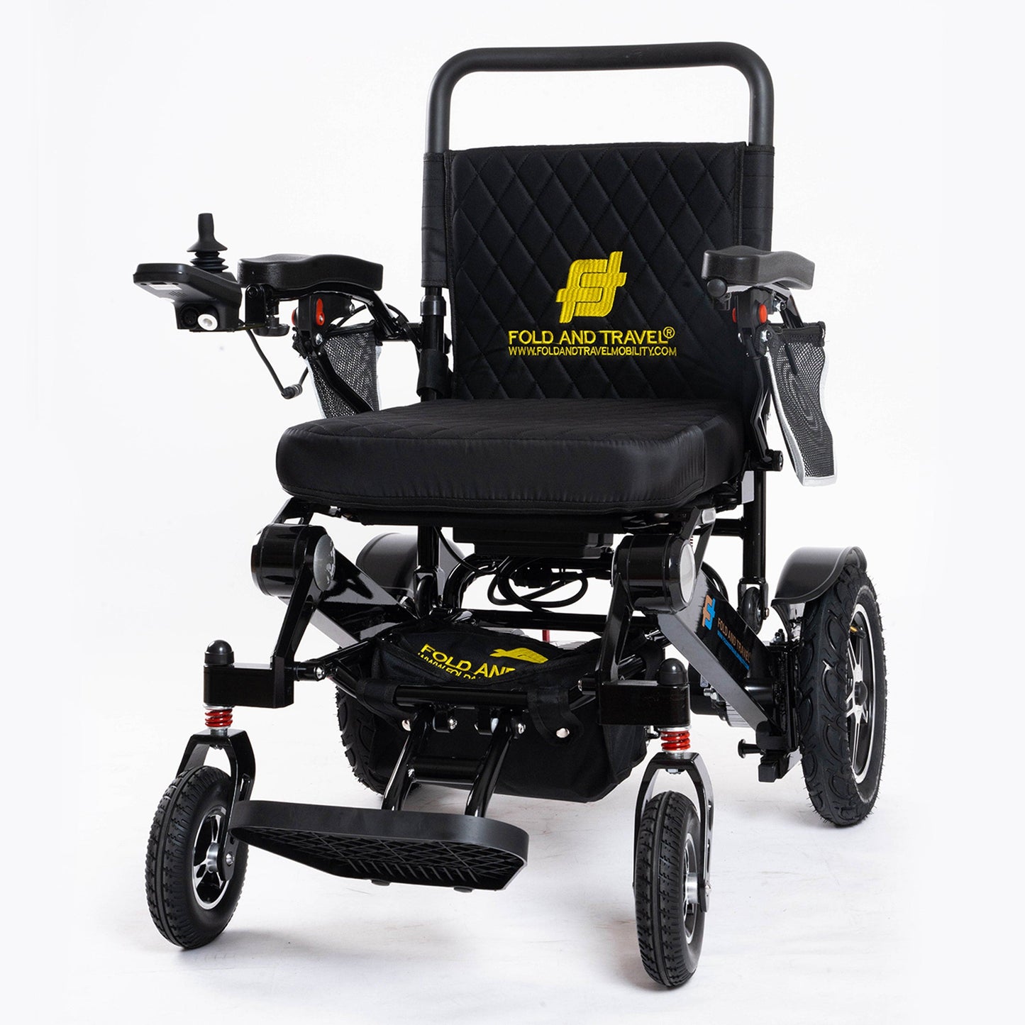 Fold and Travel Electric Wheelchair Black Fold And Travel Lightweight Foldable Remote Control Portable Electric Power Wheelchair - Black Frame