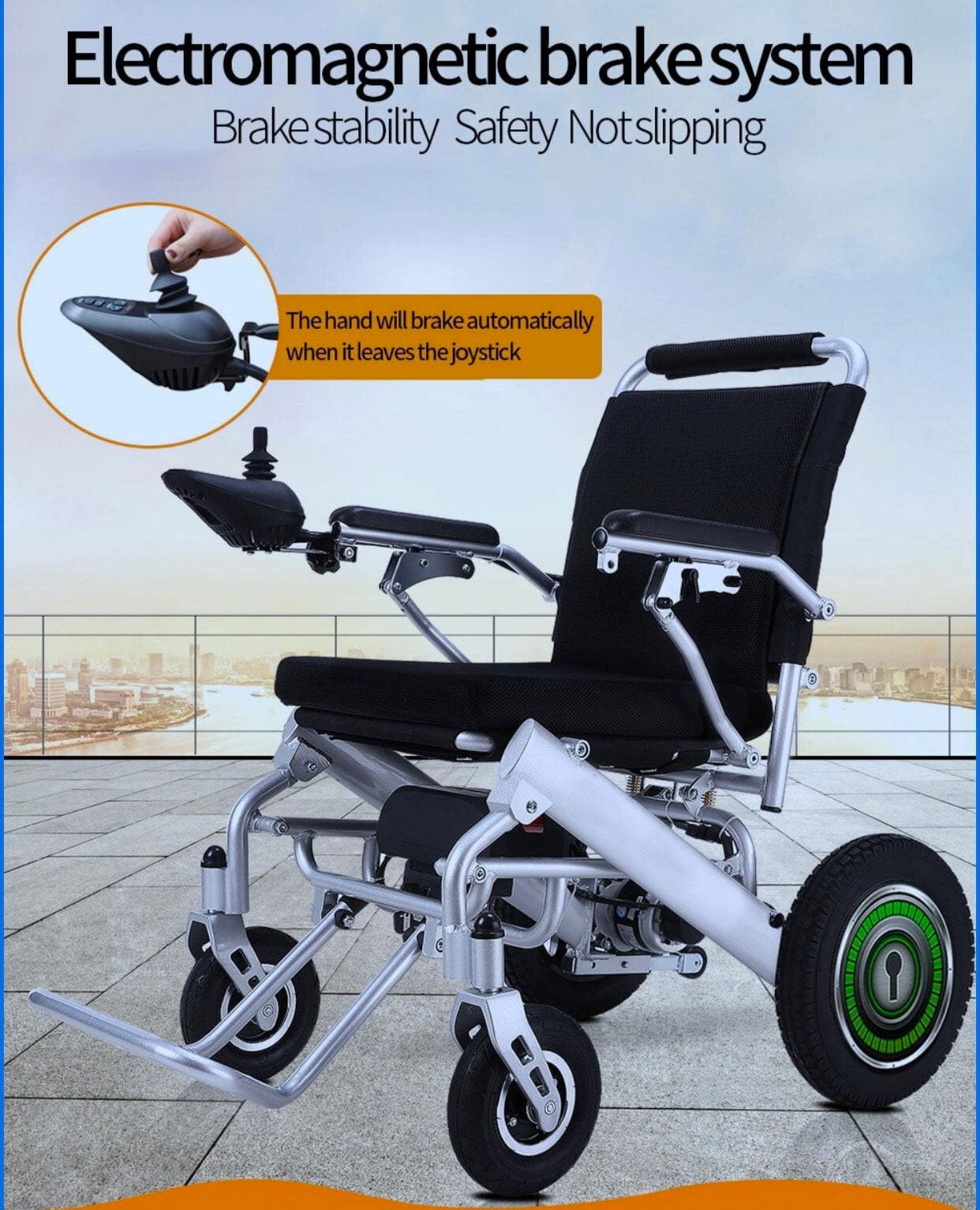 Fold and Travel Electric Wheelchair Electric Wheelchair with Remote Control Transport Folding Air Travel Power Wheelchair 19" Wide Seat