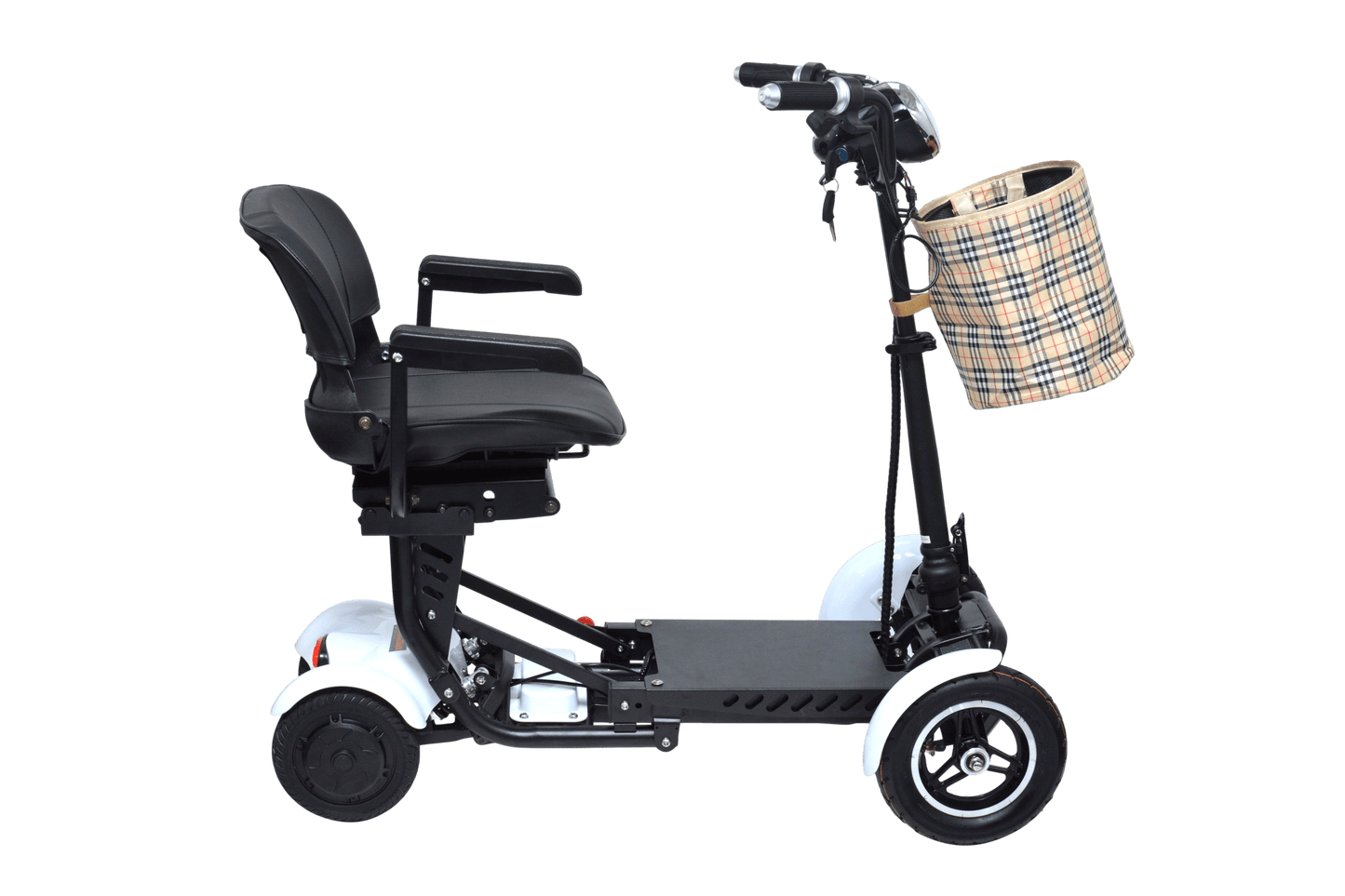 Fold & Travel Mobility Mobility Scooter Foldable Mobility Scooter Cruiser City Hopper 4 Wheel Scooter Medical Mobility Big Seat ( WHITE )