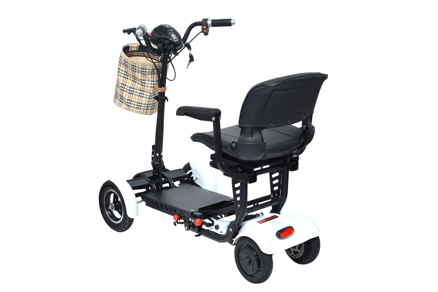 Fold & Travel Mobility Mobility Scooter Foldable Mobility Scooter Cruiser City Hopper 4 Wheel Scooter Medical Mobility Big Seat ( WHITE )