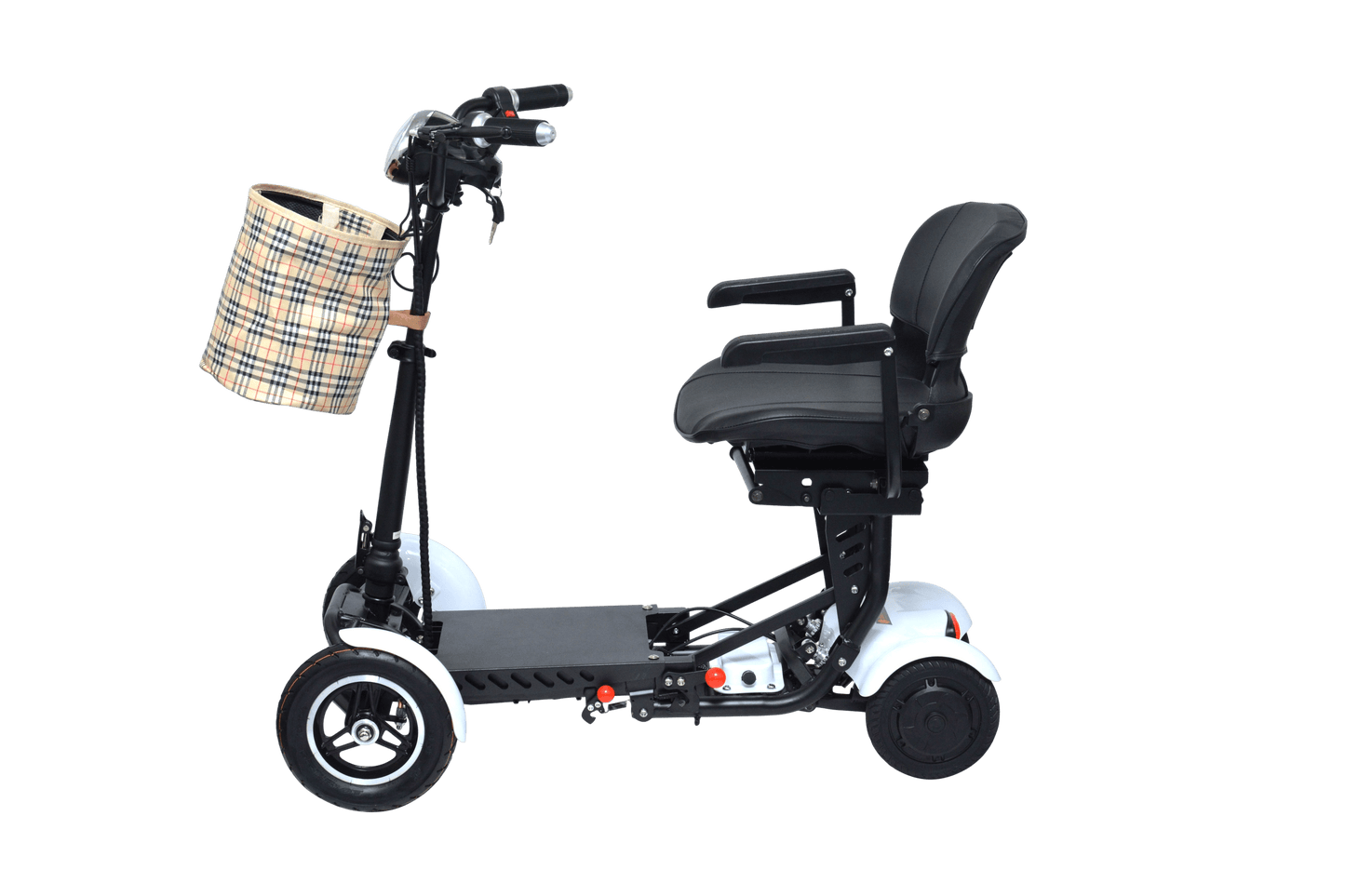 Fold & Travel Mobility Mobility Scooter Foldable Mobility Scooter Cruiser City Hopper 4 Wheel Scooter Medical Mobility Big Seat ( WHITE )
