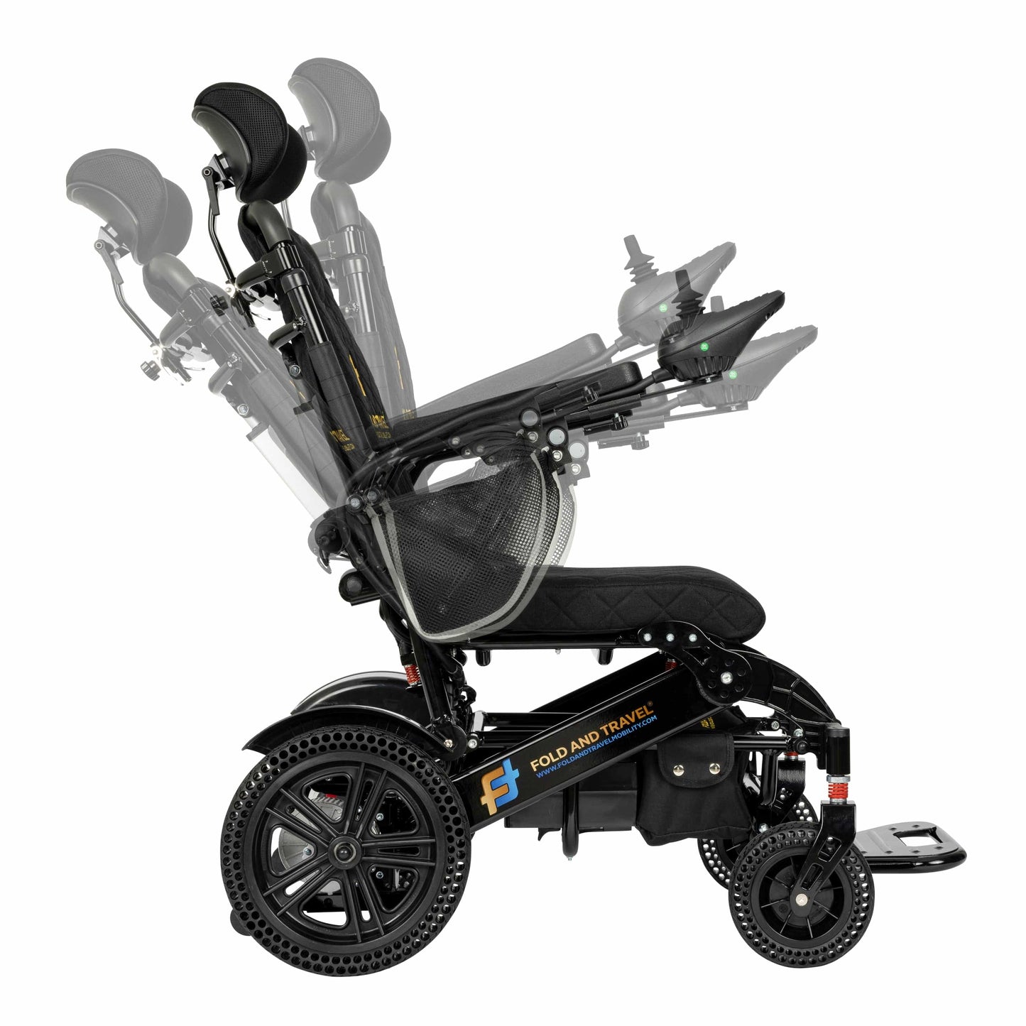 Fold and Travel Electric Wheelchair BLACK Fold And Travel Auto Recline Electric Wheelchair Lightweight Power Wheel Chair GOLD