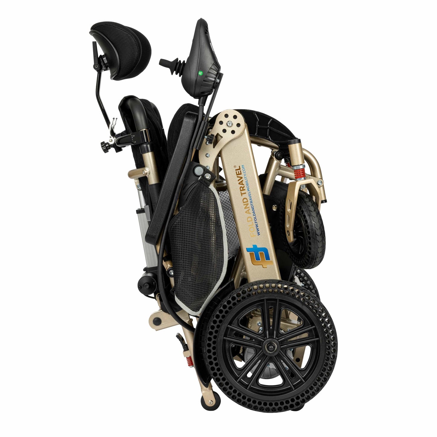 Fold and Travel Electric Wheelchair Fold And Travel Auto Recline Electric Wheelchair Lightweight Power Wheel Chair GOLD