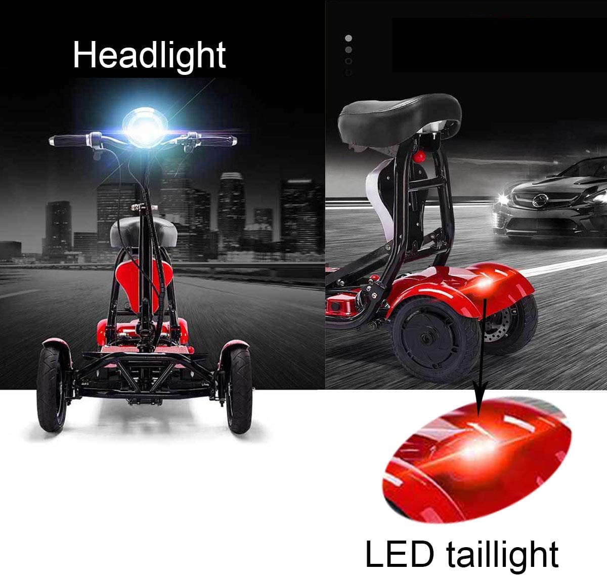 Fold & Travel Mobility Mobility Scooter Electric Mobility Scooter Cruiser City Hopper 3 Wheel 4 Wheel Scooter Medical ( BLUE )