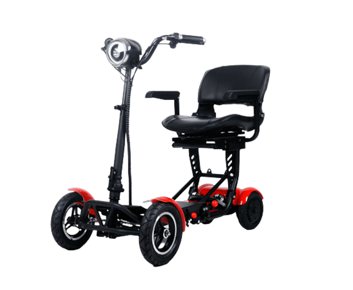 Fold & Travel Mobility Mobility Scooter RED Foldable Mobility Scooter Cruiser City Hopper 4 Wheel Scooter Medical Mobility Big Seat ( RED )
