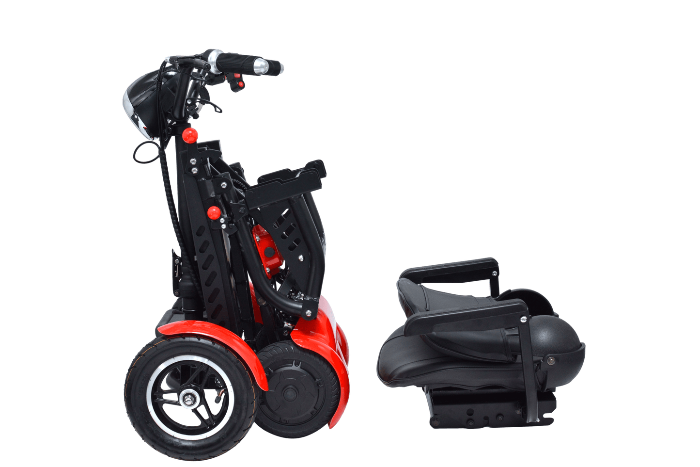 Fold & Travel Mobility Mobility Scooter Foldable Mobility Scooter Cruiser City Hopper 4 Wheel Scooter Medical Mobility Big Seat ( RED )