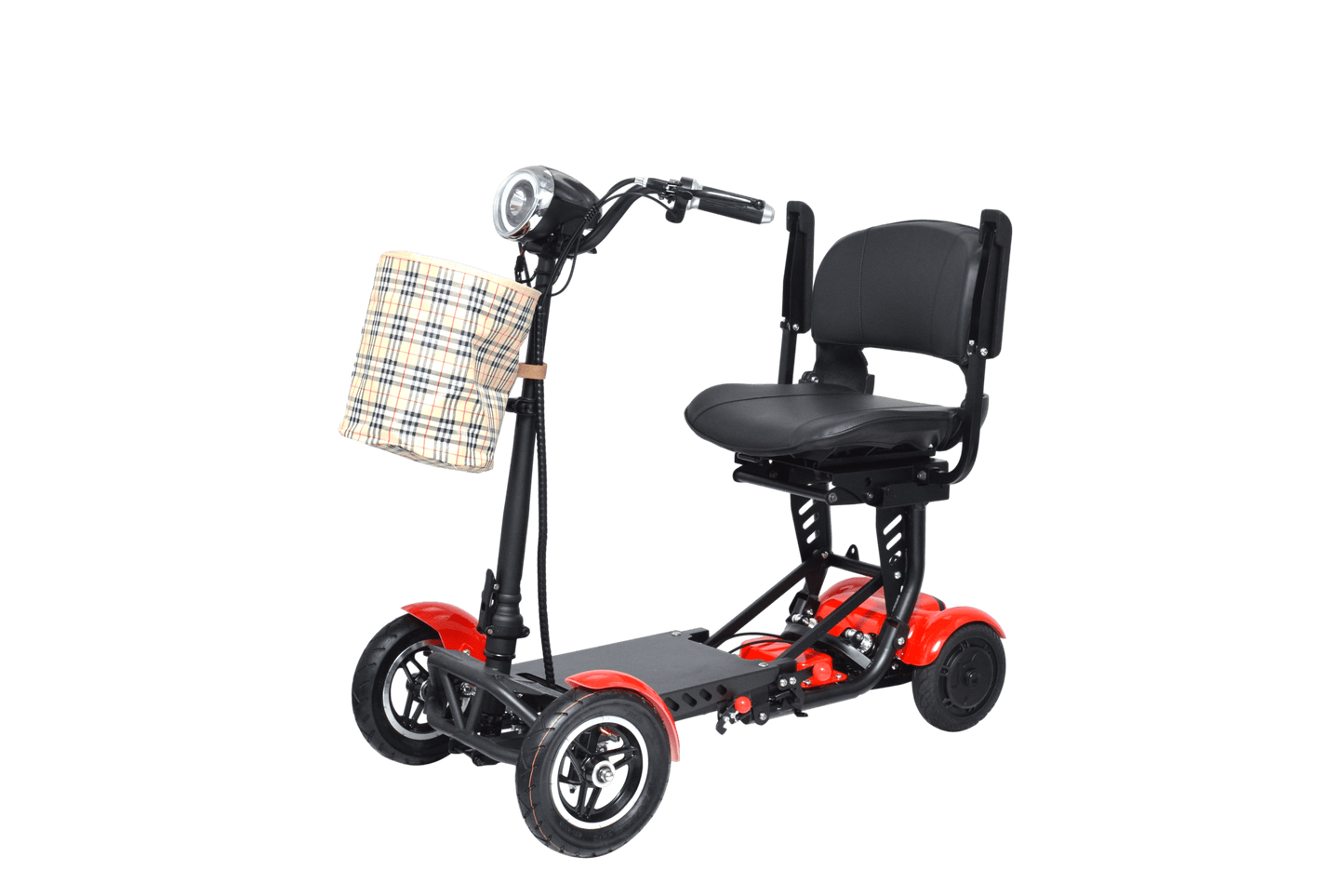Fold & Travel Mobility Mobility Scooter Foldable Mobility Scooter Cruiser City Hopper 4 Wheel Scooter Medical Mobility Big Seat ( RED )