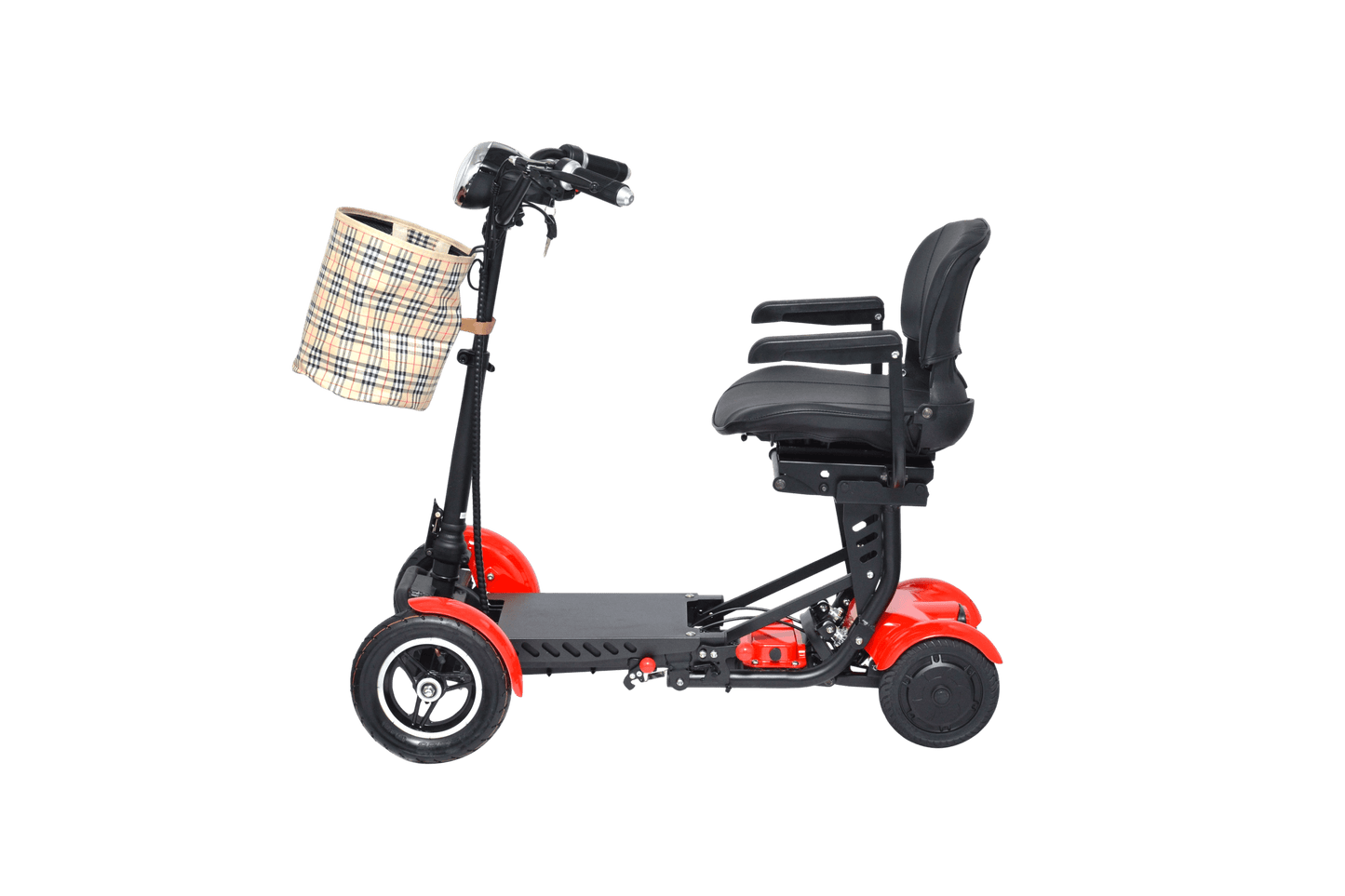 Fold & Travel Mobility Mobility Scooter Foldable Mobility Scooter Cruiser City Hopper 4 Wheel Scooter Medical Mobility Big Seat ( RED )