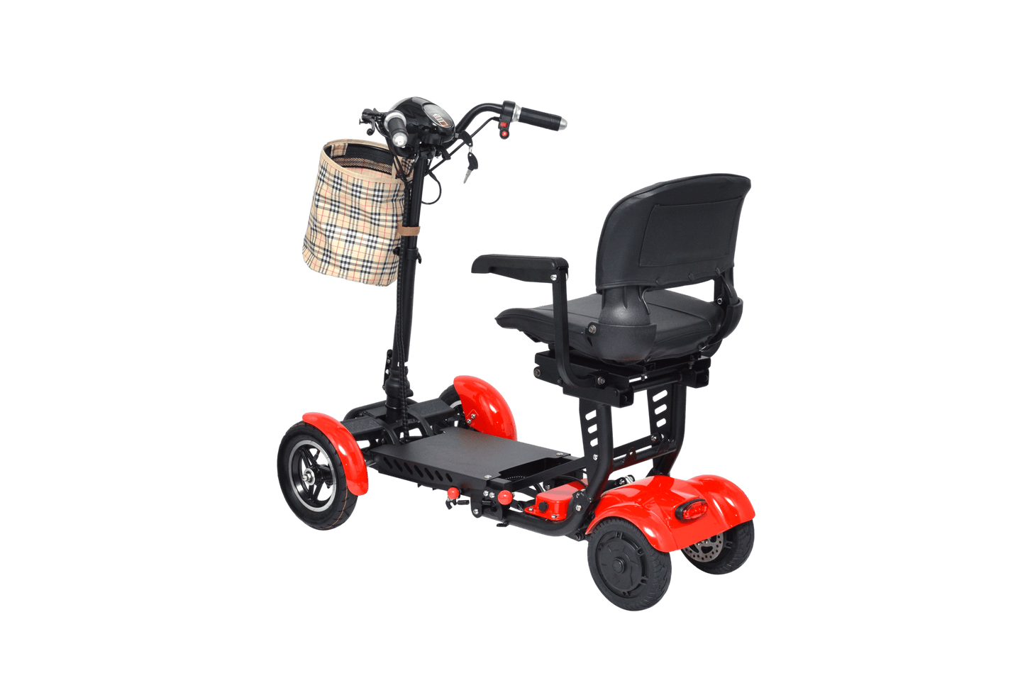 Fold & Travel Mobility Mobility Scooter Foldable Mobility Scooter Cruiser City Hopper 4 Wheel Scooter Medical Mobility Big Seat ( RED )