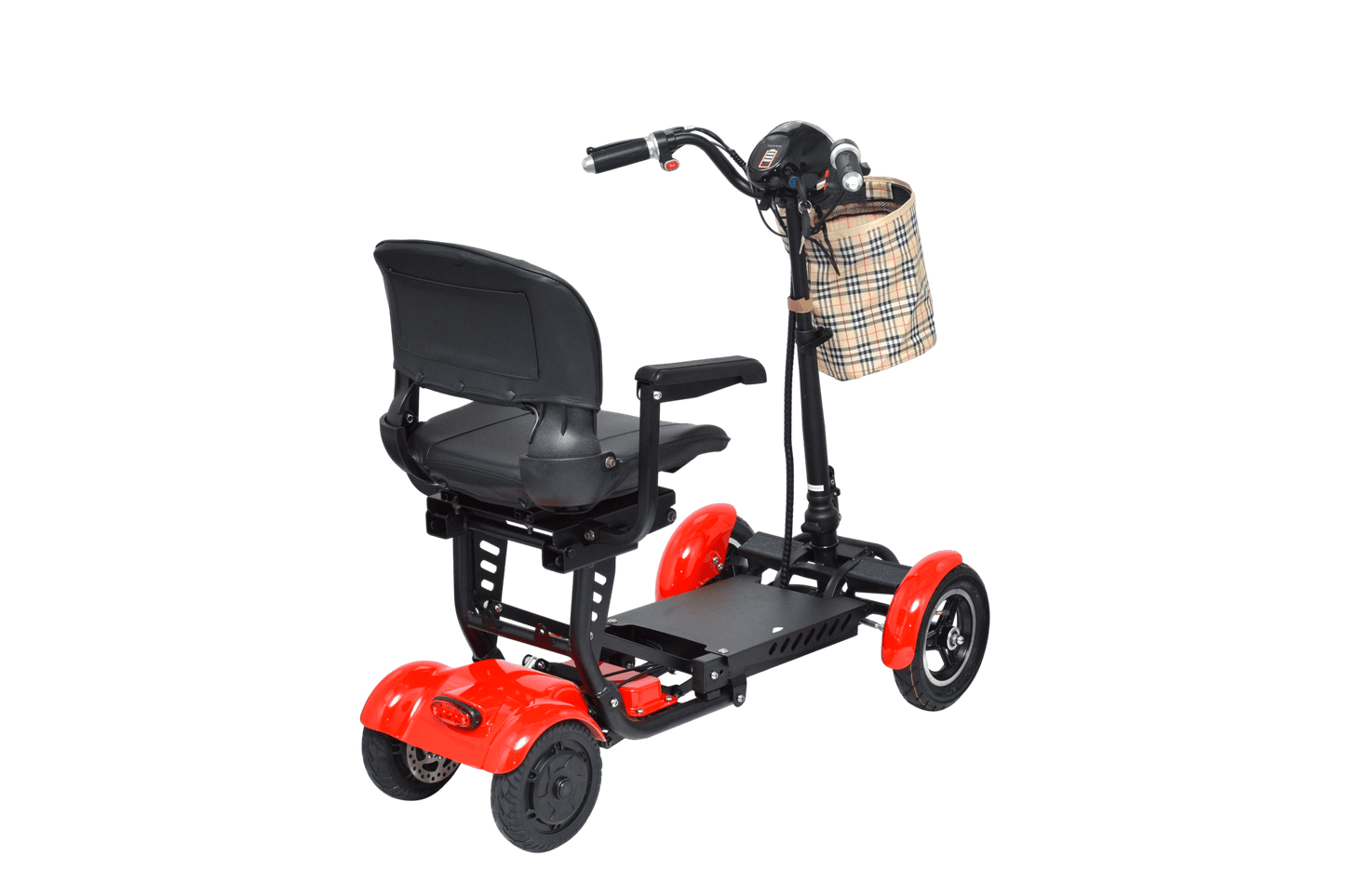 Fold & Travel Mobility Mobility Scooter Foldable Mobility Scooter Cruiser City Hopper 4 Wheel Scooter Medical Mobility Big Seat ( RED )