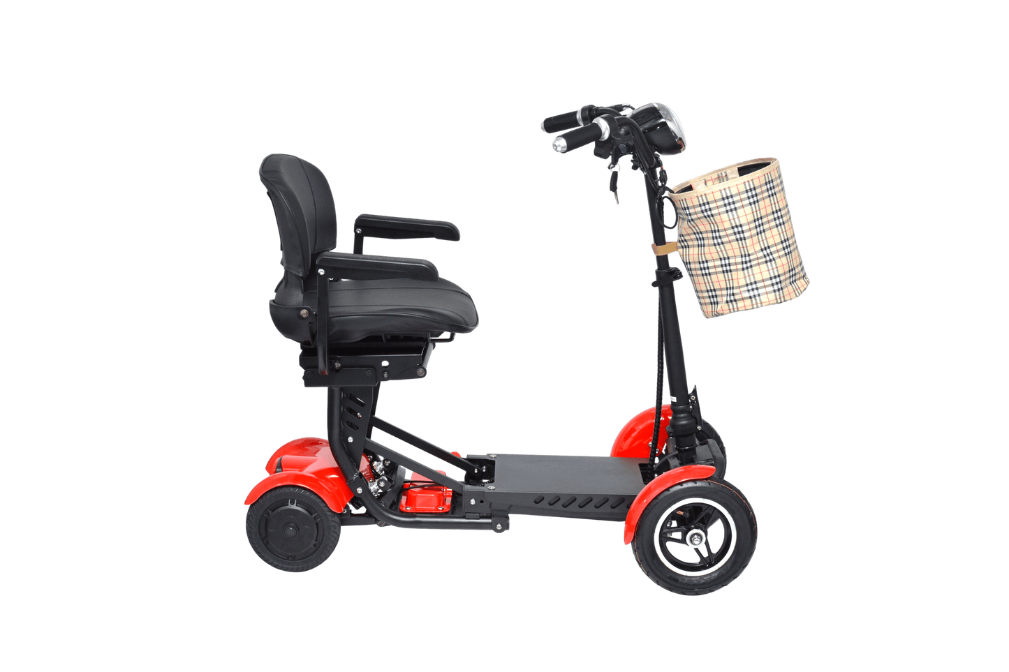 Fold & Travel Mobility Mobility Scooter Foldable Mobility Scooter Cruiser City Hopper 4 Wheel Scooter Medical Mobility Big Seat ( RED )