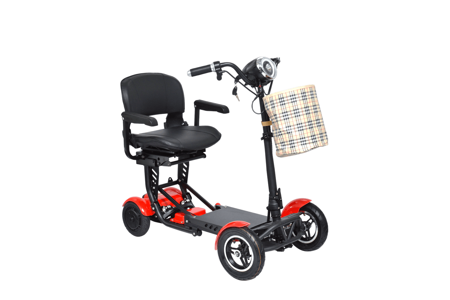 Fold & Travel Mobility Mobility Scooter Foldable Mobility Scooter Cruiser City Hopper 4 Wheel Scooter Medical Mobility Big Seat ( RED )