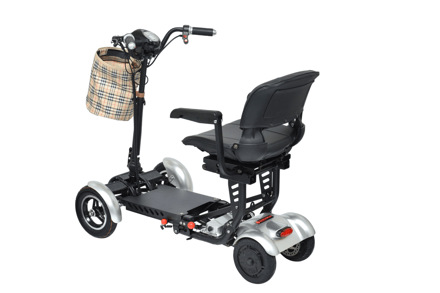 Fold & Travel Mobility Mobility Scooter Foldable Mobility Scooter Cruiser City Hopper 4 Wheel Scooter Medical Mobility Big Seat ( SILVER )